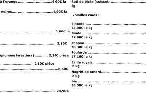 carte des plats de fin d'année pour la boucherie Boul page 3